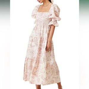 Nothing Fits But Kiko Toile Print Smocked Dress